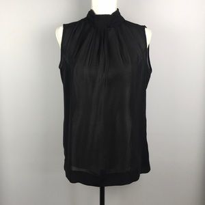 Badgley Mischka High Neck Black Blouse Sz 6
